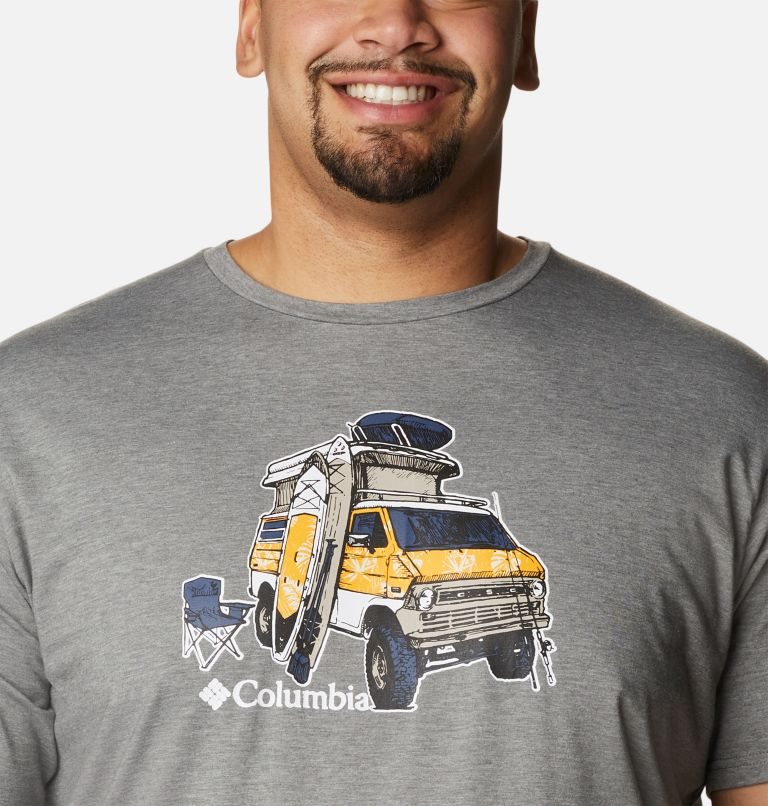 Men's Columbia Sun Trek Short Sleeve Graphic T Shirts Grey | Plus Size CA-I43LC